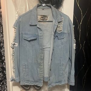 Light Blue Distressed Denim Jacket